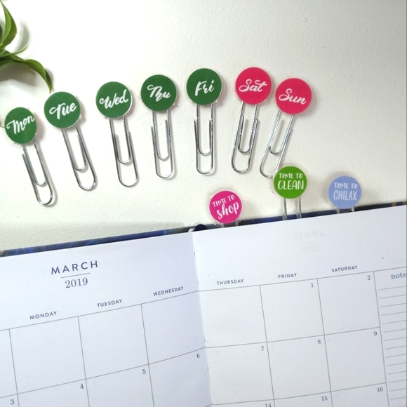 Weekdays Sticker Paper Clips, Woman Bookmark Paper Clips, Planner Accessory. - Picture 4 of 4